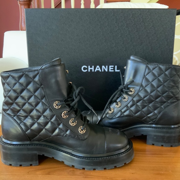 Chanel Quilted Combat Boots in Size 36.5 with Box & Dust bags. - Picture 8 of 10